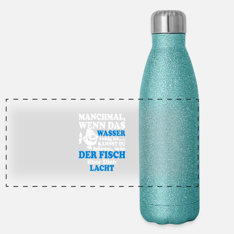 Angeln Fisch lacht Panorama Glitzer Isolierflasche 500 ml