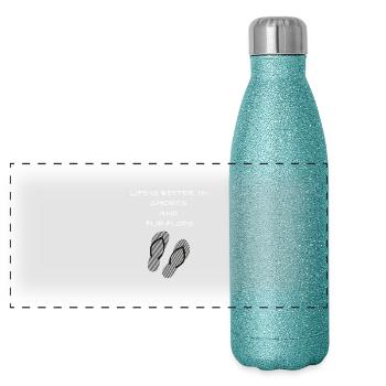 Life is better in shorts and flip flops - Panoramic Glitter Thermal Bottle 500 ml - blue glitter - Front