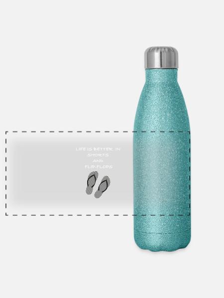 Life is better in shorts and flip flops - Panoramic Glitter Thermal Bottle 500 ml - blue glitter - Front