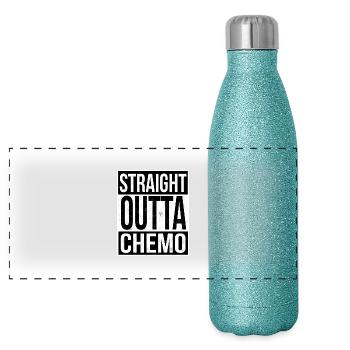Straight Outta Chemo - Panoramic Glitter Thermal Bottle 500 ml - blue glitter - Front