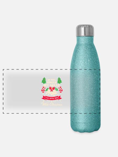 Jingle bells White Christmas gift - Panoramic Glitter Thermal Bottle 500 ml - blue glitter - Front