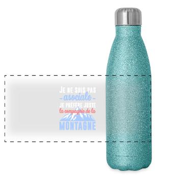 La compagnie de la montagne - Gourde isotherme panoramique pailletée 500 ml - paillettes bleues - Devant