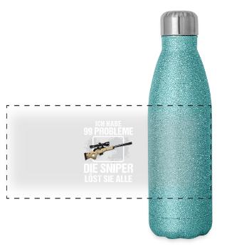 Sniper - sniper löst alle - Panorama Glitzer Isolierflasche 500 ml - Blau Glitzer - Vorne