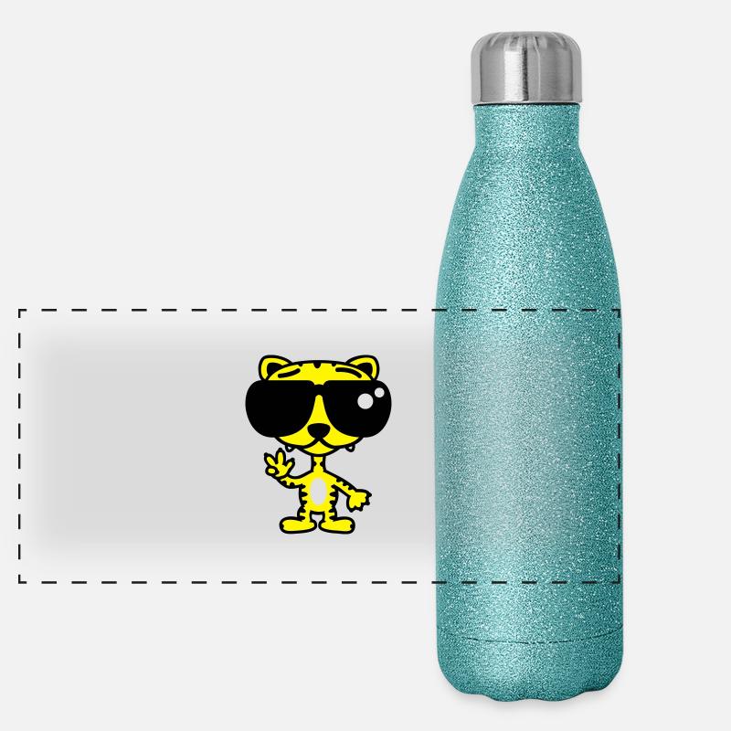 Cooler Lustiger Tiger - Panorama Glitzer Isolierflasche 500 ml - Blau Glitzer