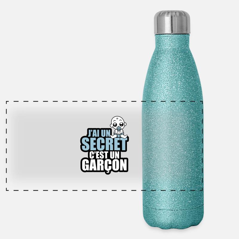 j'ai un secret c'est un garçon Gourde isotherme panoramique pailletée 500 ml