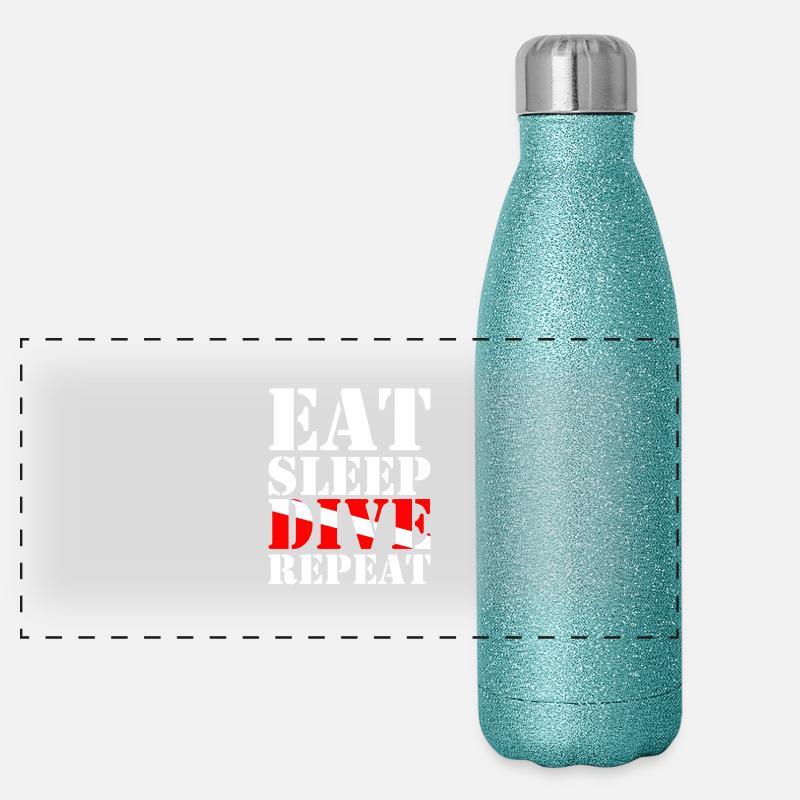 Eat Sleep Dive Repeat Panorama Glitzer Isolierflasche 500 ml