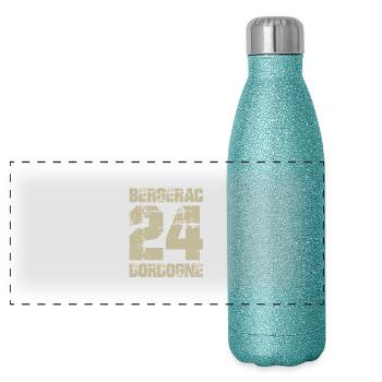 France Aquitaine Dordogne Bergerac 24 - Gourde isotherme panoramique pailletée 500 ml - paillettes bleues - Devant