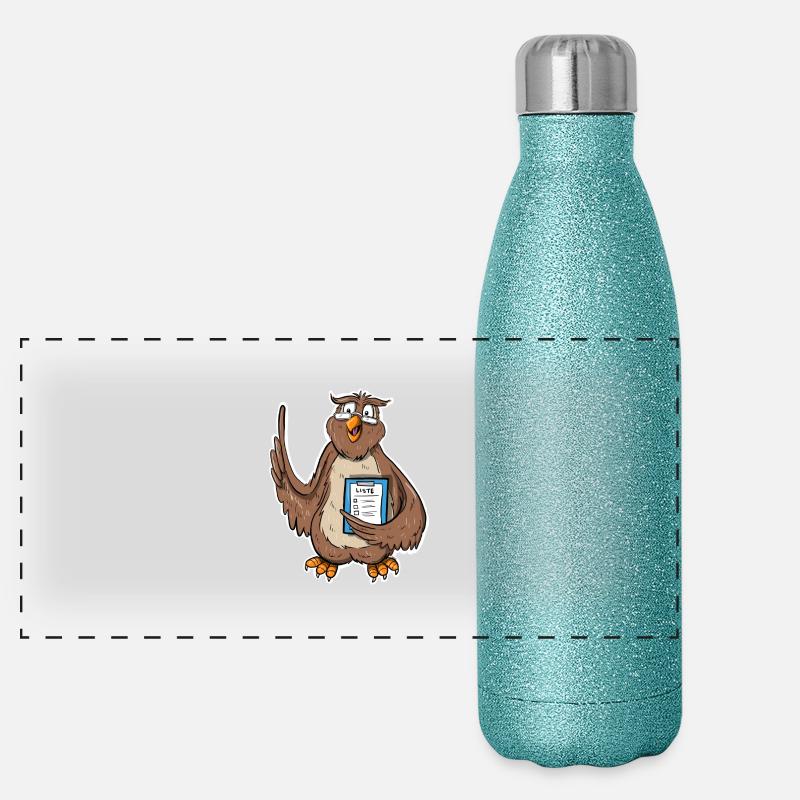 Hibou sage Gourde isotherme panoramique pailletée 500 ml