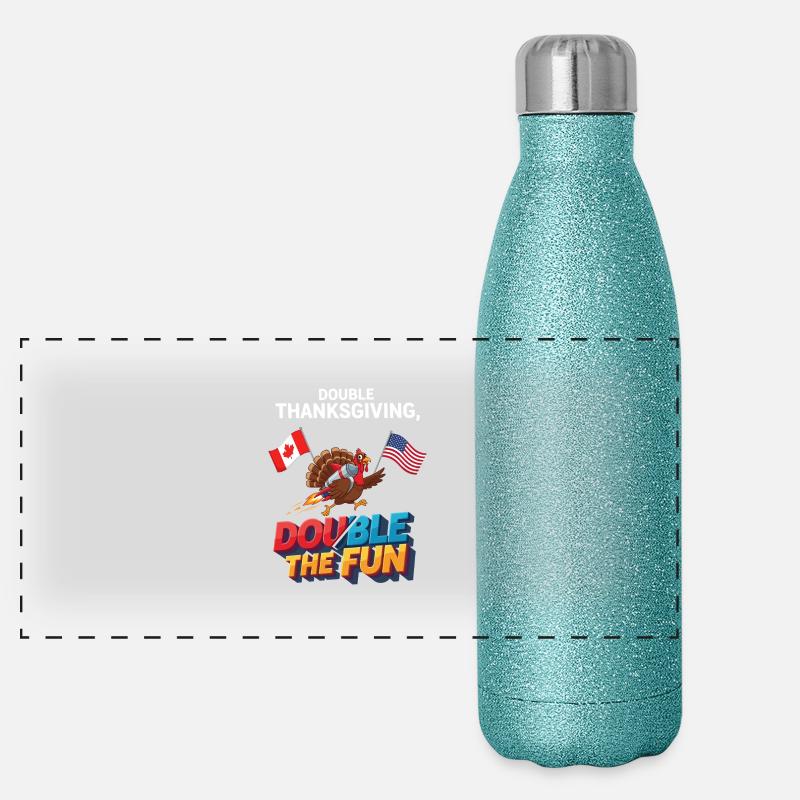 Double Thanksgiving Fun Panorama Glitzer Isolierflasche 500 ml