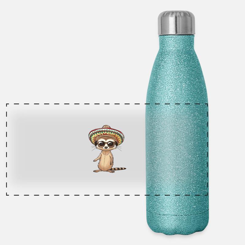Suricate Drôle Sombrero Gourde isotherme panoramique pailletée 500 ml