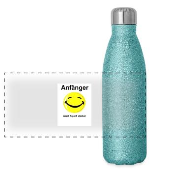 Anfänger und Spass dabei - Panorama Glitzer Isolierflasche 500 ml - Blau Glitzer - Vorne