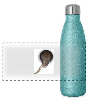 Ratte im Rohr hinter - Panorama Glitzer Isolierflasche 500 ml - Blau Glitzer - Vorne