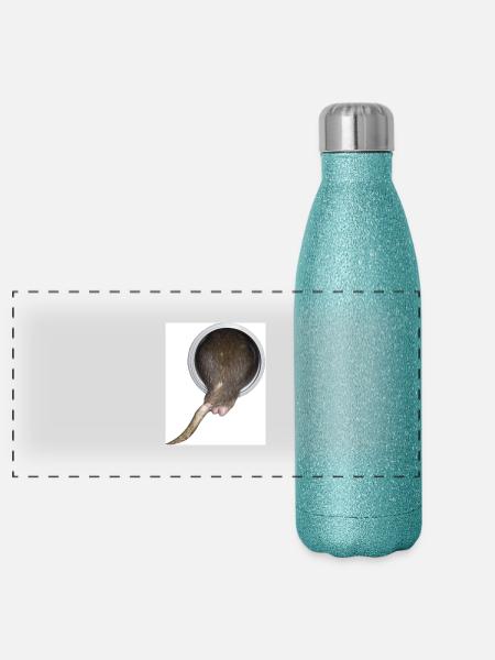 Ratte im Rohr hinter - Panorama Glitzer Isolierflasche 500 ml - Blau Glitzer - Vorne