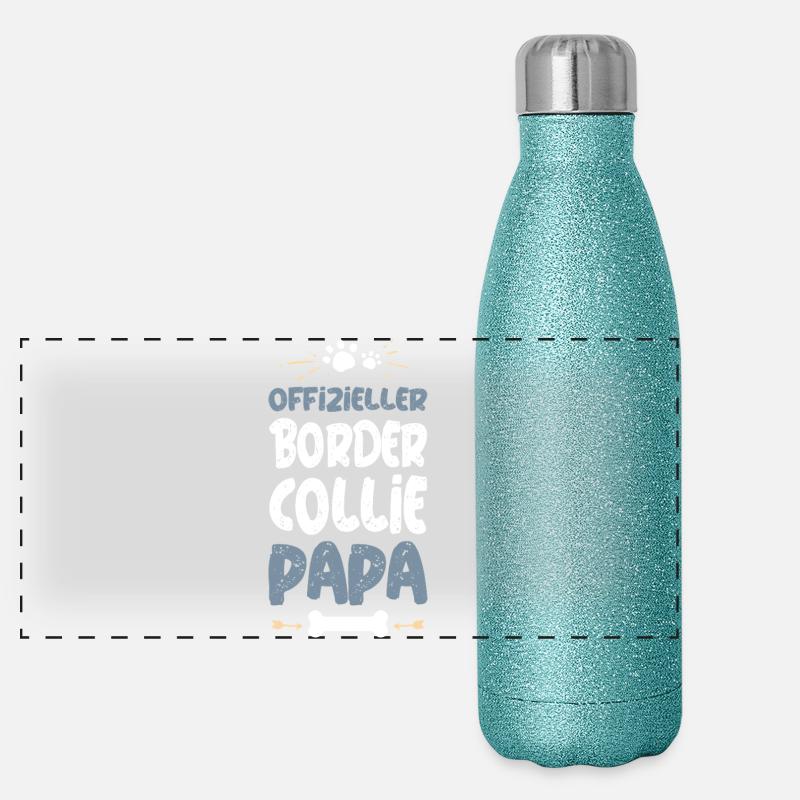 Offizieller Border Collie Papa Panorama Glitzer Isolierflasche 500 ml