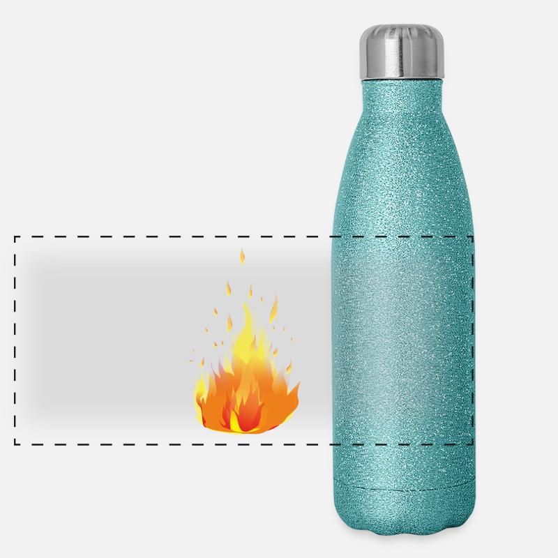 Flammen Feuer Panorama Glitzer Isolierflasche 500 ml