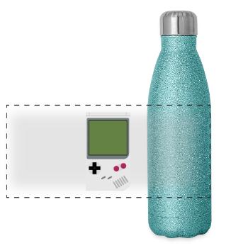 console de jeux - Gourde isotherme panoramique pailletée 500 ml - paillettes bleues - Devant