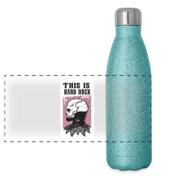 Düsterer Kopf ist dem Hard Rock verfallen - Panorama Glitzer Isolierflasche 500 ml - Blau Glitzer - Vorne