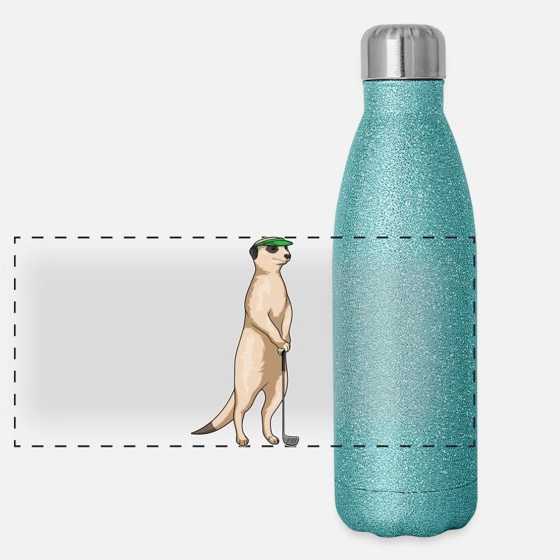 Erdmännchen Golf Golfschläger Panorama Glitzer Isolierflasche 500 ml