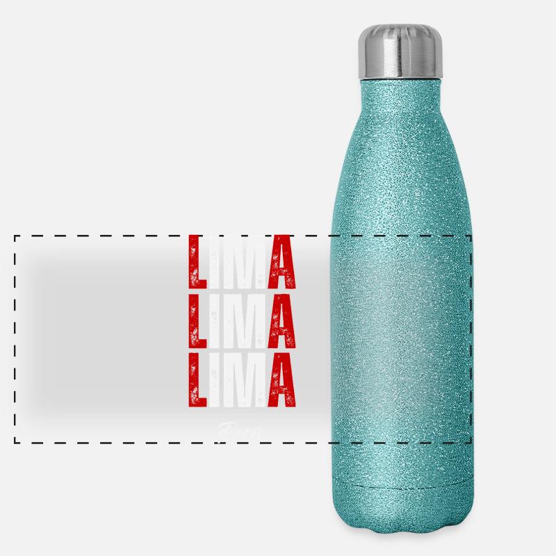 Lima, Peru, peruanischer Stolz Panorama Glitzer Isolierflasche 500 ml