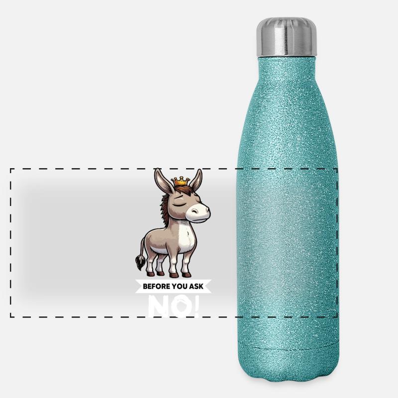 Before You Ask Esel Eselchen Eselhalter Muli Mulis Panorama Glitzer Isolierflasche 500 ml