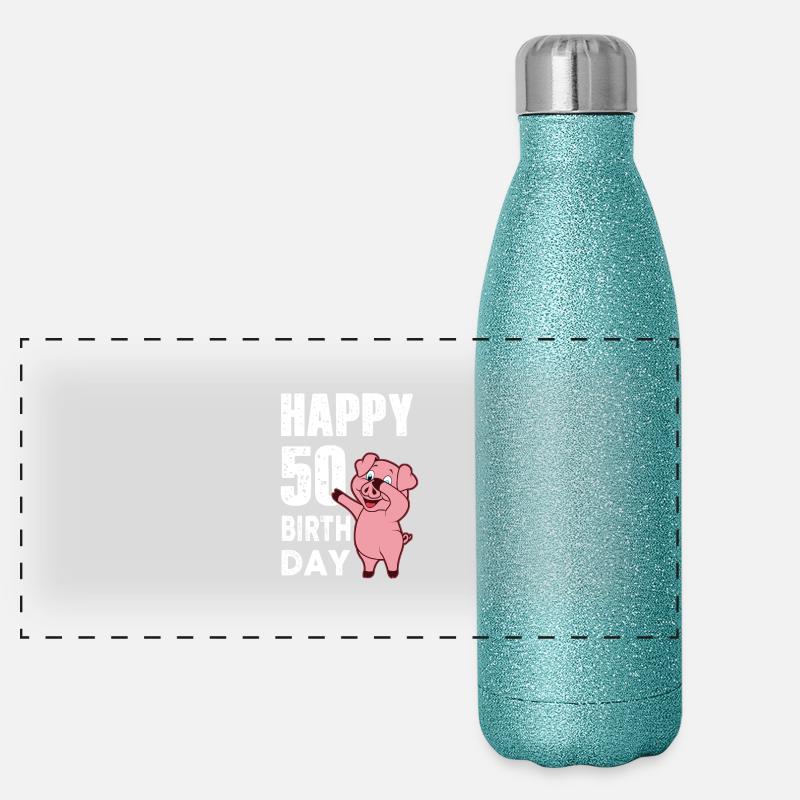 piggy - joyeux anniversaire - de 50 ans Gourde isotherme panoramique pailletée 500 ml