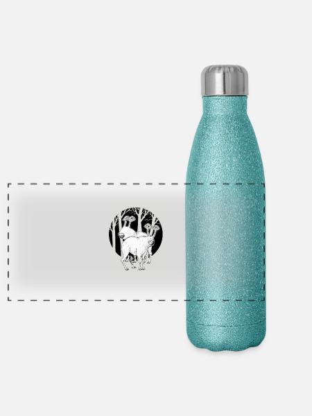 Wood Wild Animals - Panoramic Glitter Thermal Bottle 500 ml - blue glitter - Front