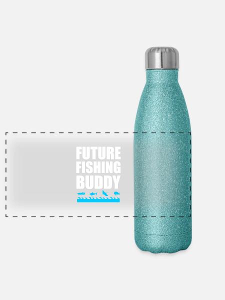future fishing buddy - Panoramic Glitter Thermal Bottle 500 ml - blue glitter - Front