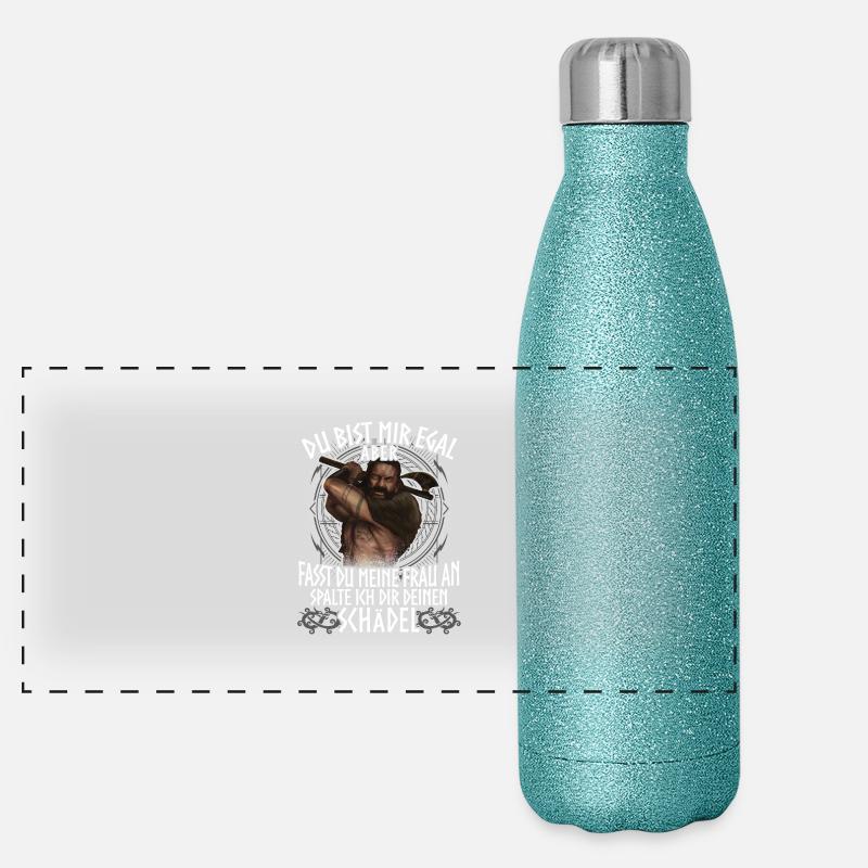 Wikinger - Schädel Panorama Glitzer Isolierflasche 500 ml