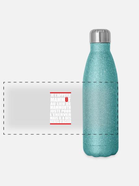 NerfsAcier - Gourde isotherme panoramique pailletée 500 ml - paillettes bleues - Devant
