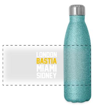 France région Corse london bastia B - Gourde isotherme panoramique pailletée 500 ml - paillettes bleues - Devant