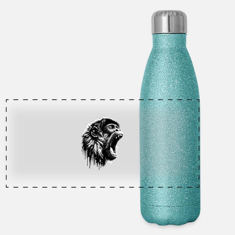 Brüllender Singender Affe Panorama Glitzer Isolierflasche 500 ml