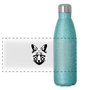Fuchs Tierleben | Fox - Panorama Glitzer Isolierflasche 500 ml - Blau Glitzer - Vorne