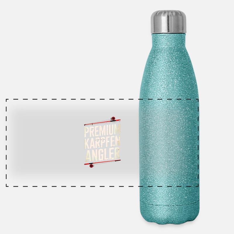 Premium Karpfen Angler - Panorama Glitzer Isolierflasche 500 ml - Blau Glitzer