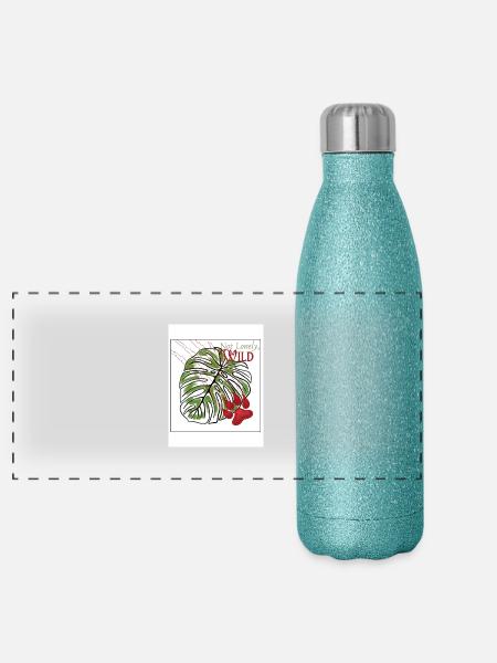 Natur - Panorama Glitzer Isolierflasche 500 ml - Blau Glitzer - Vorne