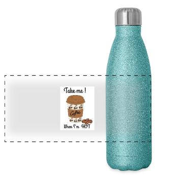 Hot coffee - Panoramic Glitter Thermal Bottle 500 ml - blue glitter - Front