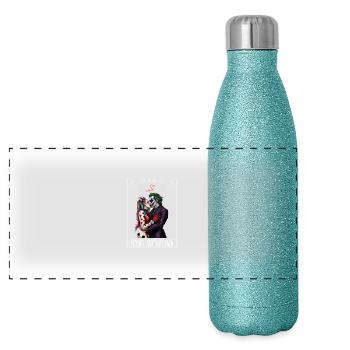 THE LOVERS JOKER - Panoramic Glitter Thermal Bottle 500 ml - blue glitter - Front