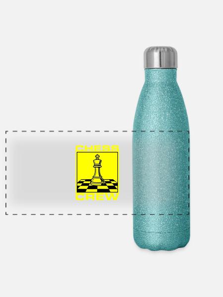 Schach Crew Verein - Panorama Glitzer Isolierflasche 500 ml - Blau Glitzer - Vorne
