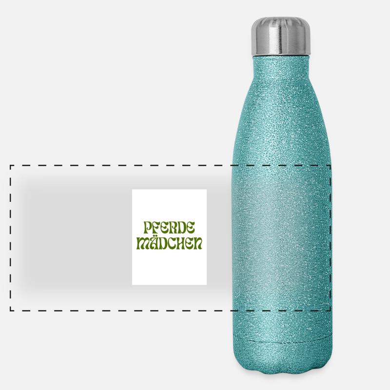 PFERDEMÄDCHEN Retro-Design Panorama Glitzer Isolierflasche 500 ml