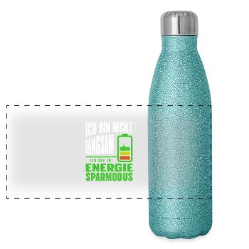 I'm not SLOW, I'm in LOW POWER - Panoramic Glitter Thermal Bottle 500 ml - blue glitter - Front