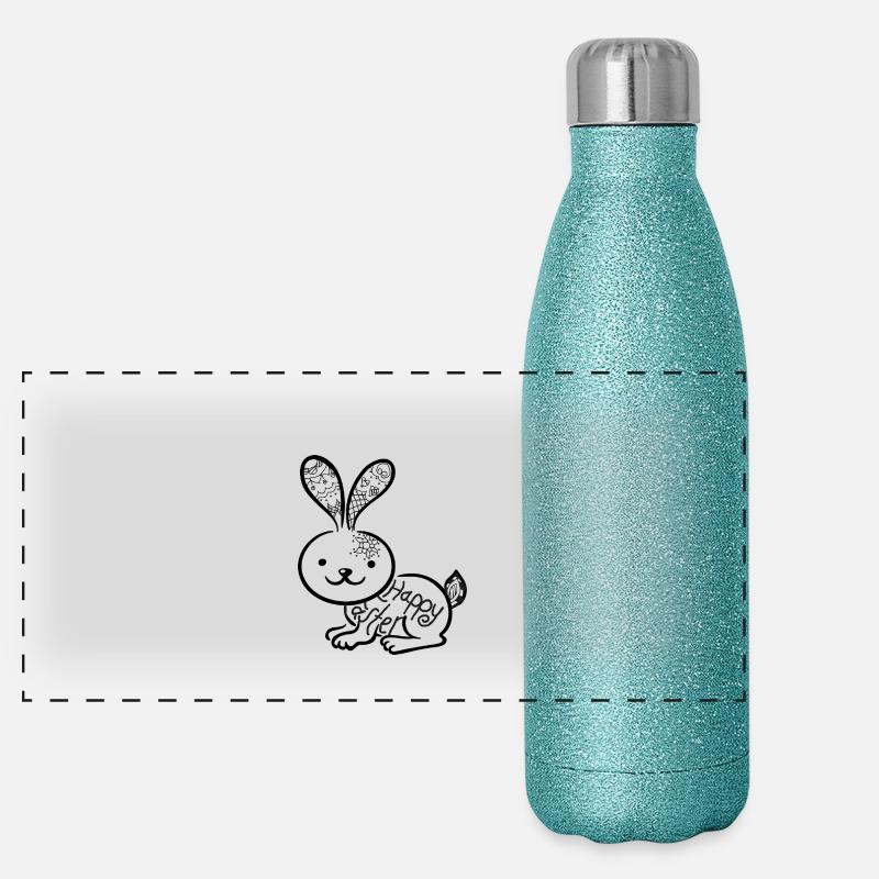 Osterbunny mit Mandala Panorama Glitzer Isolierflasche 500 ml