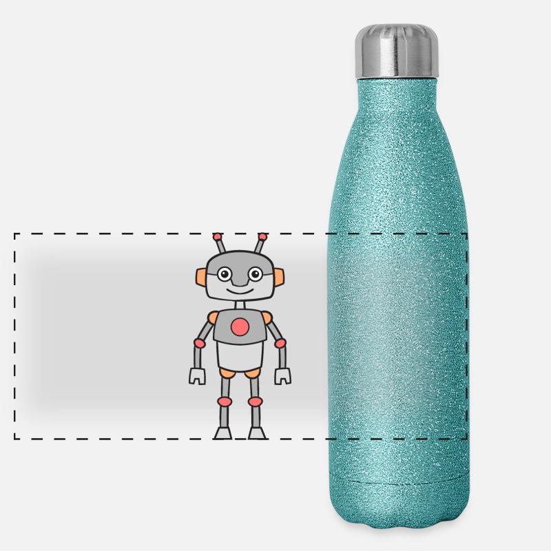 Roboter Panorama Glitzer Isolierflasche 500 ml