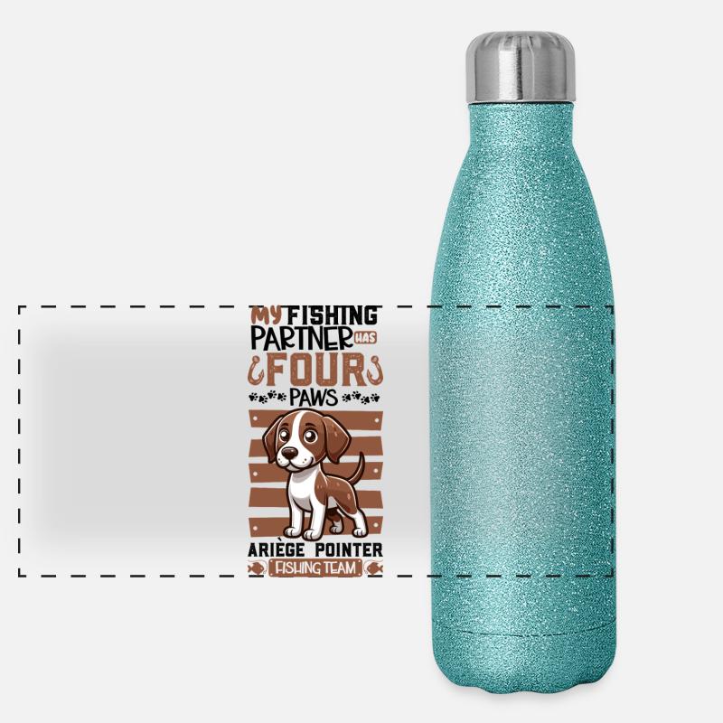 Fishing and Braque de l'Ariège Panoramic Glitter Thermal Bottle 500 ml