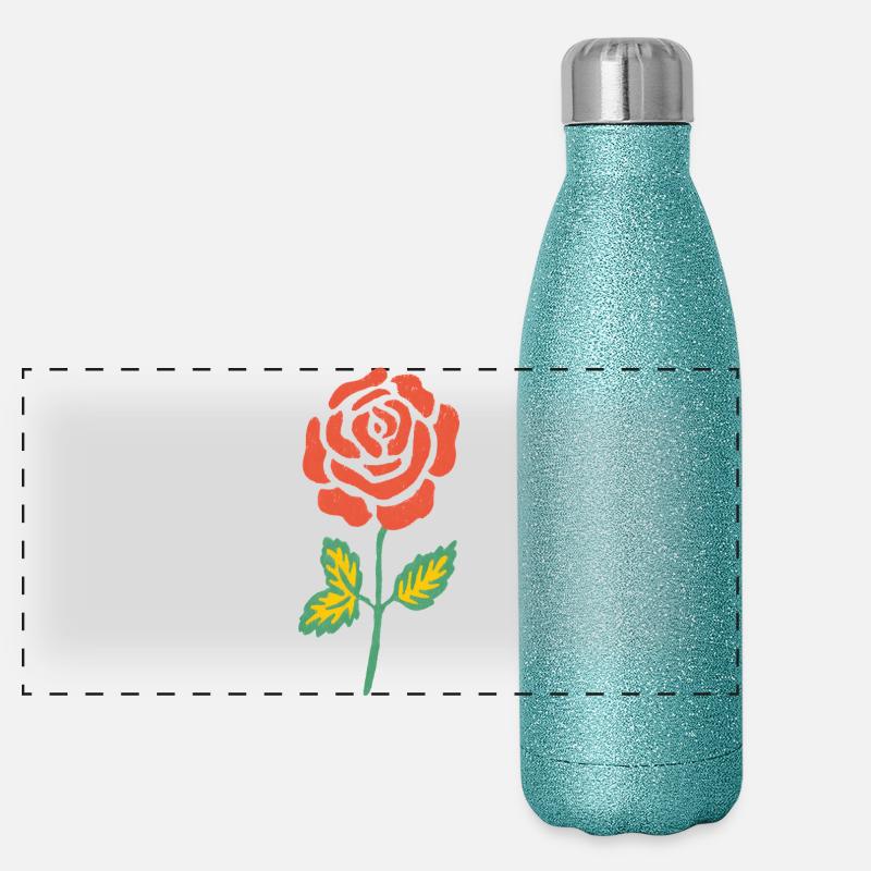 Aquarelle rose en orange Gourde isotherme panoramique pailletée 500 ml