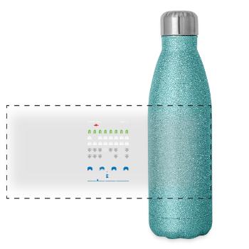Who Invaders - Panoramic Glitter Thermal Bottle 500 ml - blue glitter - Front