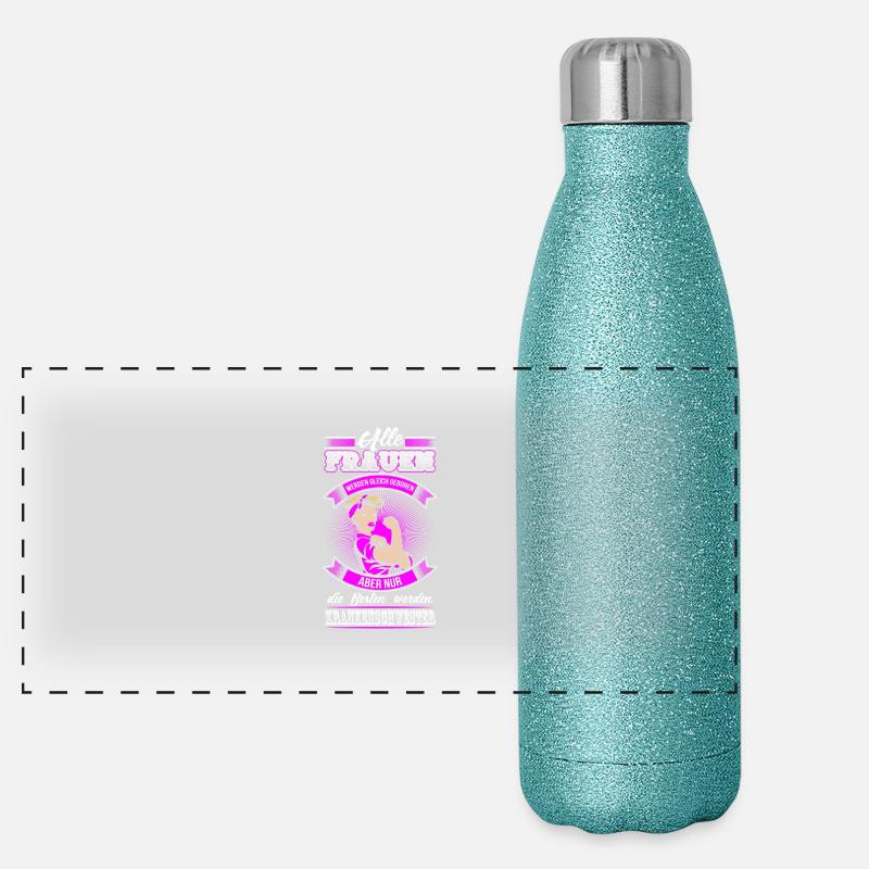 Krankenschwester - Beste Frauen Panorama Glitzer Isolierflasche 500 ml