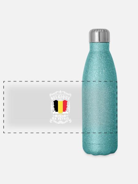 Belgique - Belgique - Belgium - Gourde isotherme panoramique pailletée 500 ml - paillettes bleues - Devant