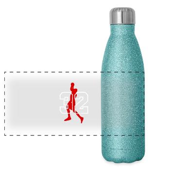 basketball - Gourde isotherme panoramique pailletée 500 ml - paillettes bleues - Devant