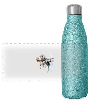 Schütze - Panorama Glitzer Isolierflasche 500 ml - Blau Glitzer - Vorne