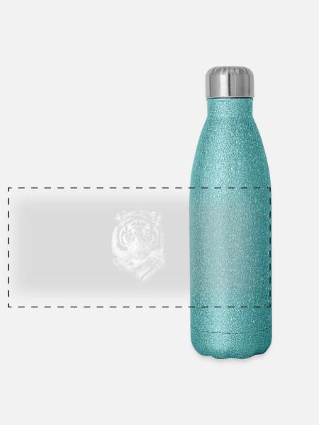 Tiger - Panorama Glitzer Isolierflasche 500 ml - Blau Glitzer - Vorne