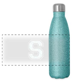 Un caractère S dans blanc in Used Look - Gourde isotherme panoramique pailletée 500 ml - paillettes bleues - Devant